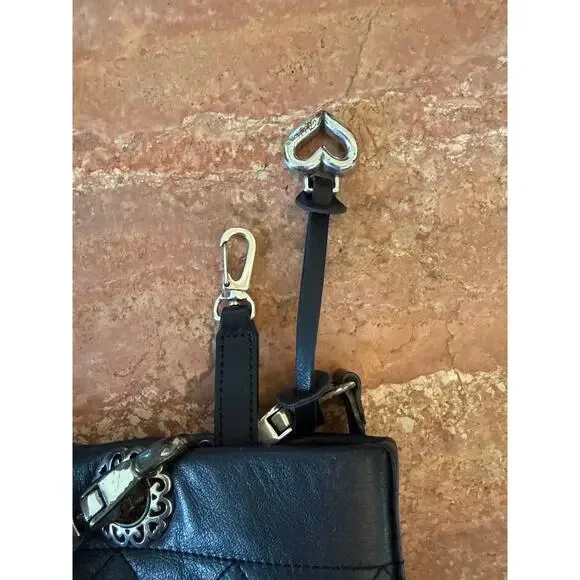 Brighton Vintage Black Quilted Studded Tote Satchel Shoulder Bag VGUC - Picture 6 of 7